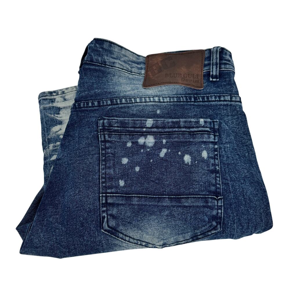 Blue Cult Jeans Mens 42 (43x32 ACTUAL) Skinny Fit Distressed Moto‎ Stretch Denim
